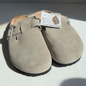 Avenue Taupe Suede Slip-On Clogs